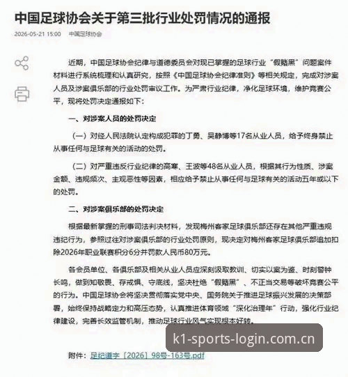 中国足协第三批禁足名单出炉，K1体育用户热议足球反腐最新进展